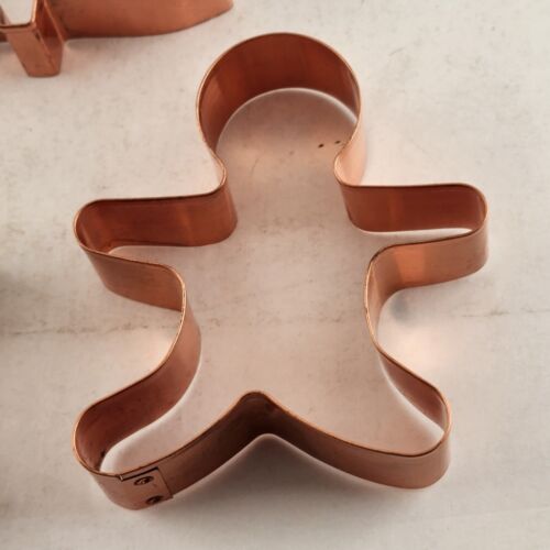 3 Copper Cookie Cutters Christmas 4" Star Tree Gingerbread Man Baking