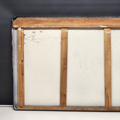 Enamel Tabletop Counter Vintage Rustic White Black Edges Wood Frame 38" As-Is