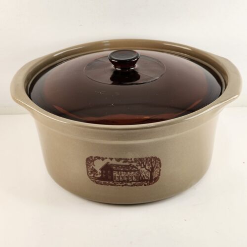 Amana Radarange 4 Qt Country Cooker Western Stoneware Amber Glass Lid