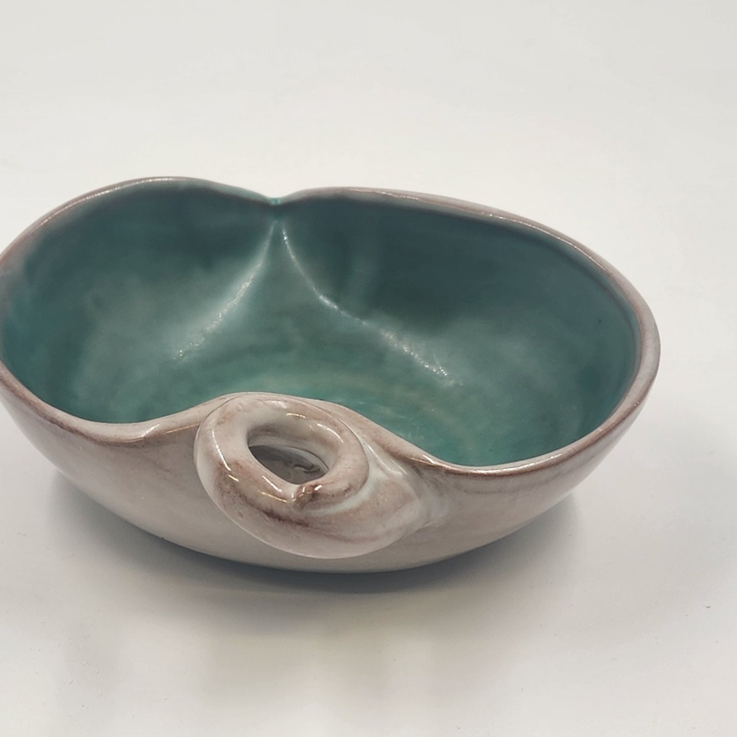 Stangl Pottery Candy Leaf Dish Turquoise Inside Gray Outside No 3787 MCM USA