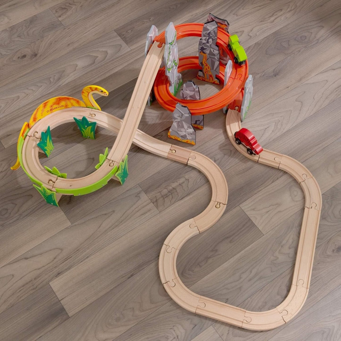 KidKraft Dino World Wooden Train Set Volcano Escape New in Box