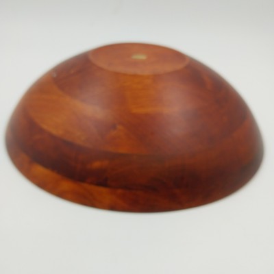 Red Mahogany Wood Varnished Serving Salad Bowl Large 12"x3.75" Vietnam