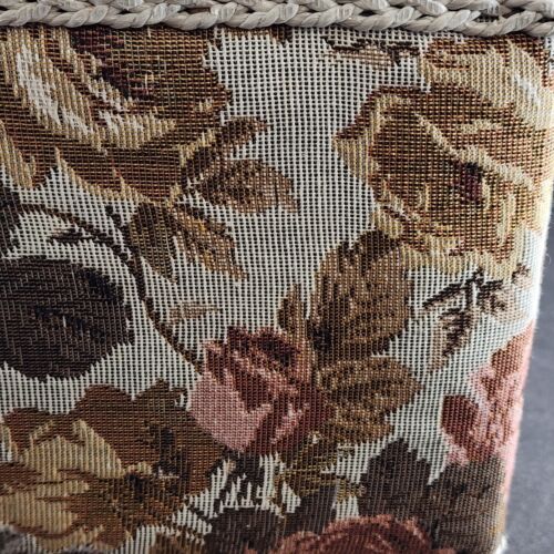 Tapestry Wicker Woven Sewing Box Basket Vintage Clear Tray Pin Cushion 11"x8"x7"