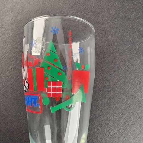 Spuds MacKenzie Christmas Beer Glass Vintage '87 Anheuser Busch Bud Light 9-1/8"