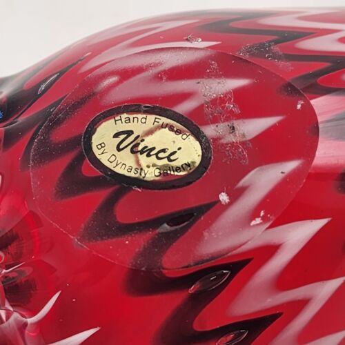 Art Glass Conch Shell Red Blown Swirl Sea Shell Twisted Hand Made Vinci 9" Long