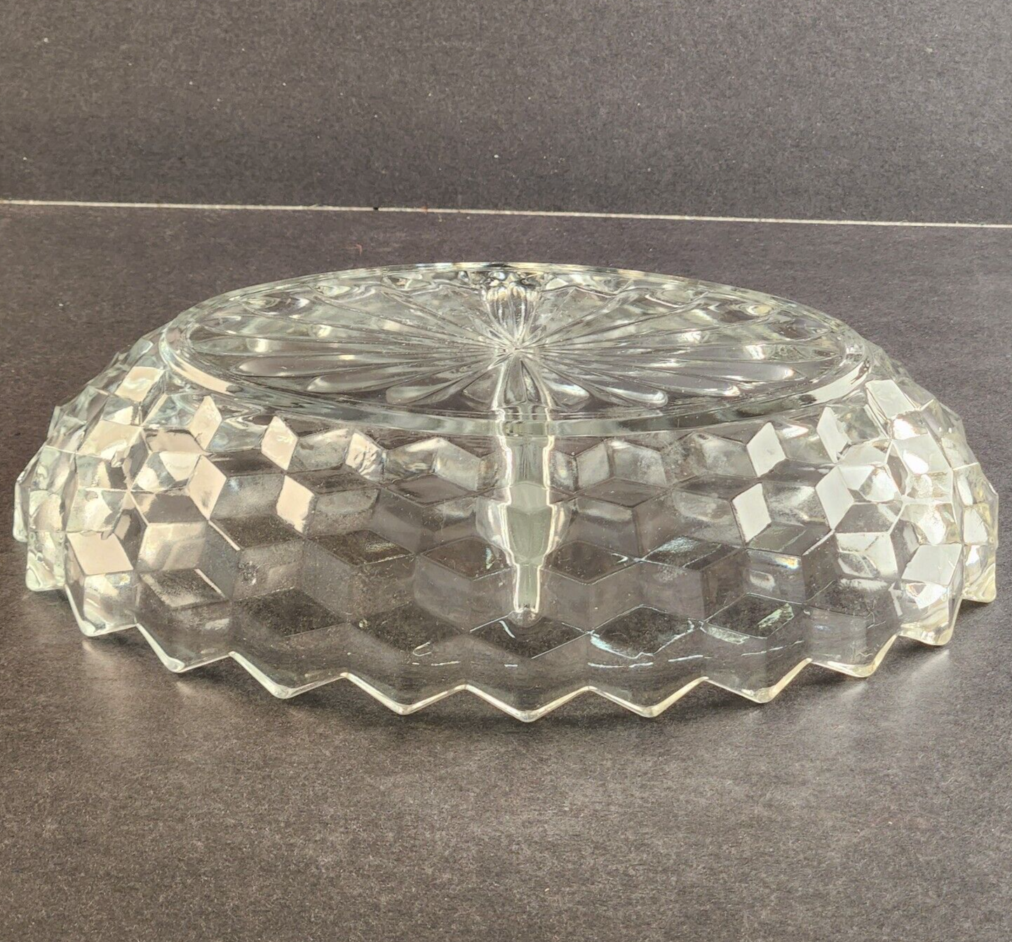 Vintage Fostoria American Clear Glass Oval Divided Vegetable Bowl 2-Part