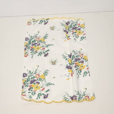 2 Rectangle Floral Doily Dresser Scarves Scalloped Edge Polyester & Cotton Italy