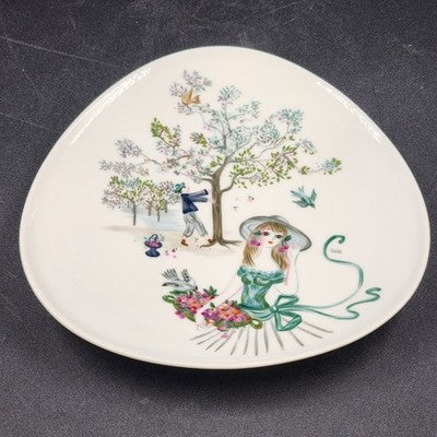 Modern Triangular Figural Lunch Plate Rosenthal Signed Bele Bachem Germany 1960s