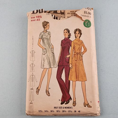 Butterick 6361 Vintage Sewing Pattern Women's ½Sz Dress Tunic Pants Size 18½