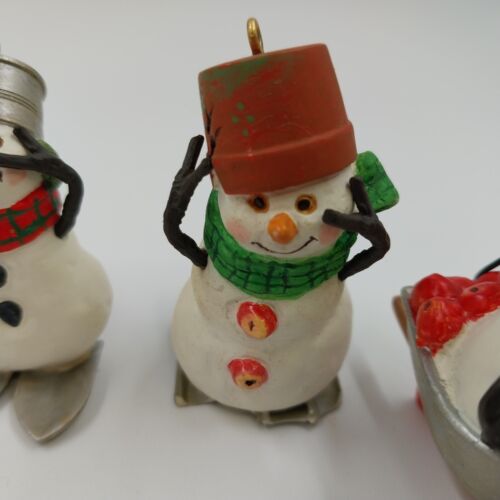 Hallmark Keepsake 2000 Christmas Ornaments Snowmen Of Mitford Race Down Main Vtg
