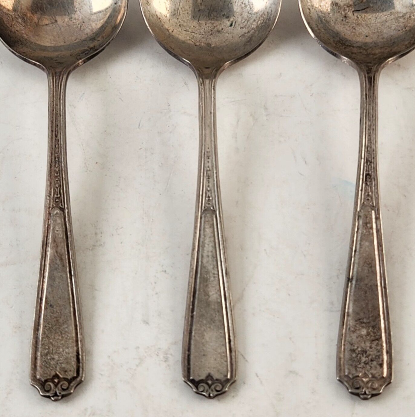 3 Round Dinner Spoons Electroplated Nickel Silver Unbranded 5" Long