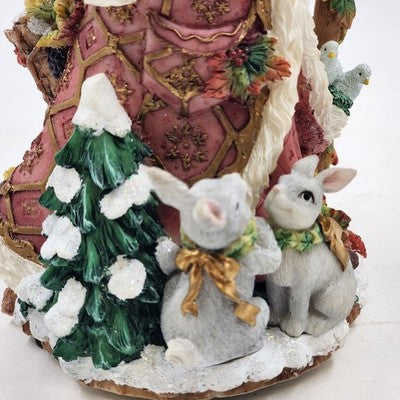 Fitz and Floyd Snowy Santa Woods Music Figurine 19/1239 Original Box Christmas