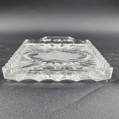 Stollen Platte Crystal Cake Plate Tray German Christmas Floral w Handles 14.25"