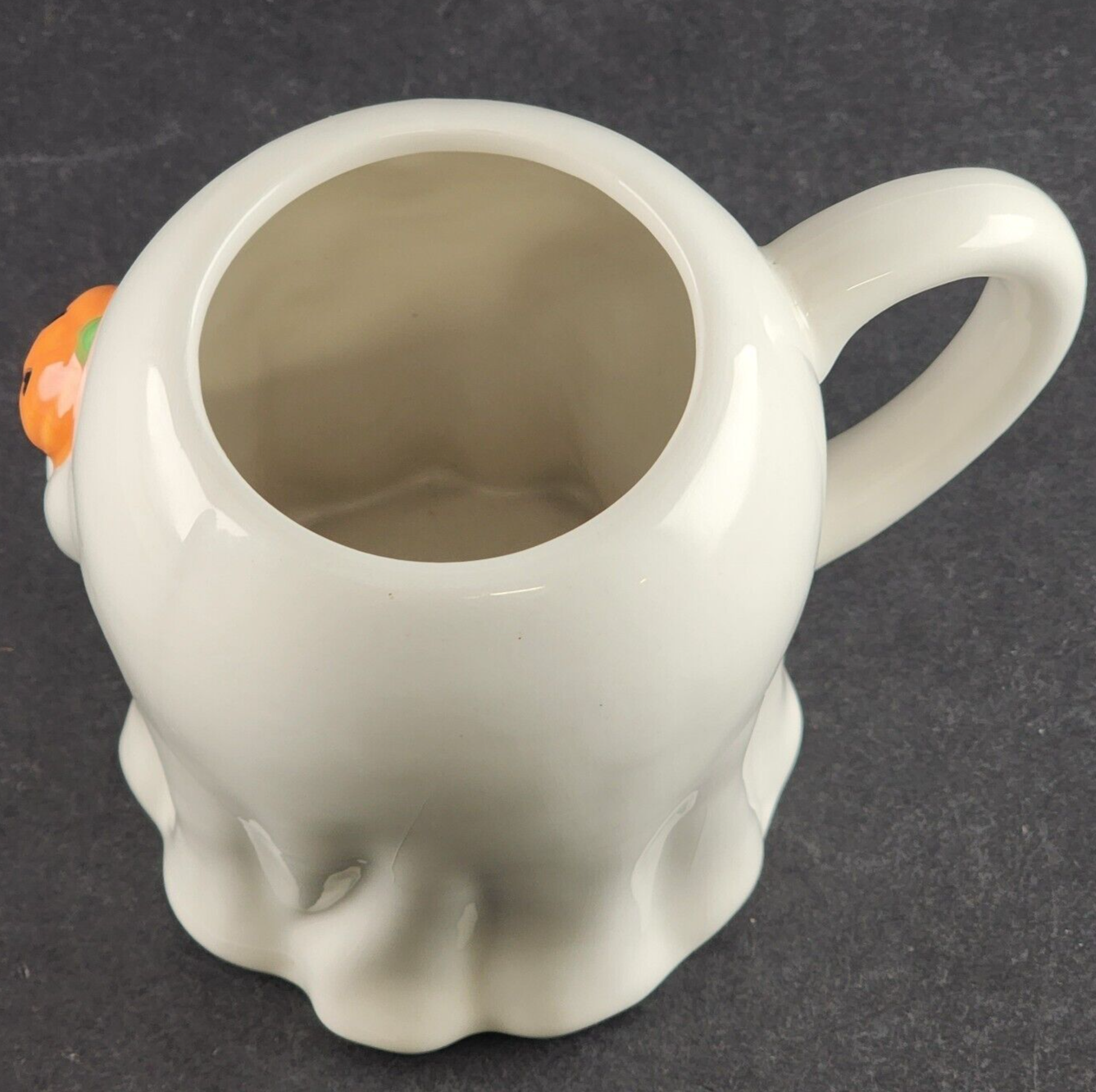 Ghost Mug 16 oz Holding a Jack-O-Lantern Halloween Scary Cup White 4.5" Tall