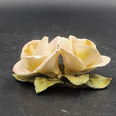Napoleon Authentic Capodimonte Porcelain 2 Rose Flower Italy Collectible