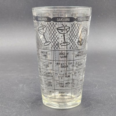 Irvinware Cocktail Mixer Shaker Glass w/ 1950s Drink Recipes USA Barware Vtg