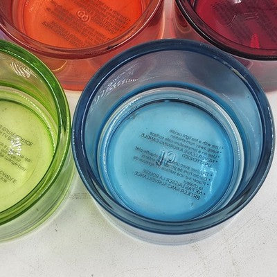 Set of 5 Pottery Barn Colored Glass Tealight Candle Holders in Original Box