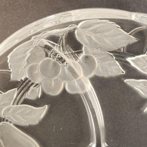 14" Sango Victoria & Beale 3-Part Clear Glass Platter Forbidden Fruit Pattern