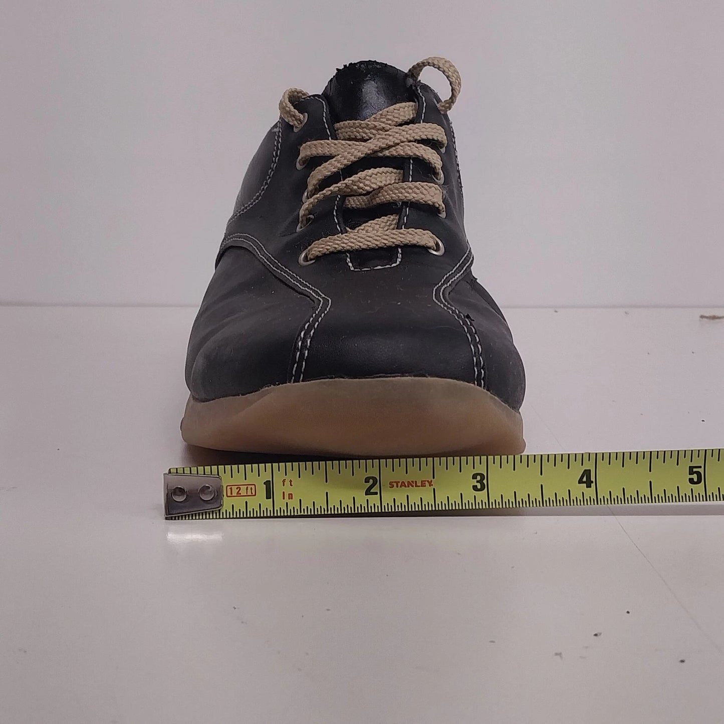 Predictions Black Leather Sneakers Womens Size 8 Beige Lace Shoes