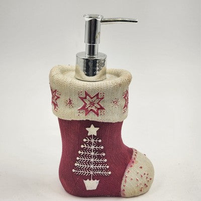 Christmas Soap Dispenser Santa Claus Red White Sock Ceramic Holiday 7.25"
