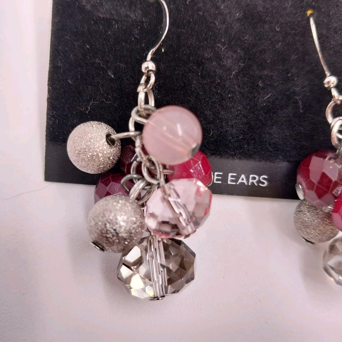 Catherines Silver Tone Multicolor Faceted Faux Pearl Beads Drop Dangle Earrings