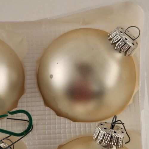 Christmas by Krebs Ornaments in Box Silver White Pearl Satin Crown Top 6 pk 2.5"