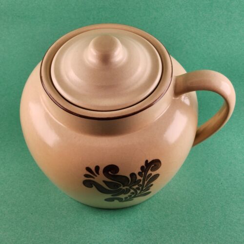 Pfaltzgraff Village 70 Bean Pot w Lid Tan with Brown 7"x 6¾" USA Vintage