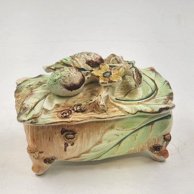 Vintage A Fairyland Trinket Box – 5.5" Hand-Painted Ceramic Jewelry Box, Mid-Century Japan MCM Whimsical Design