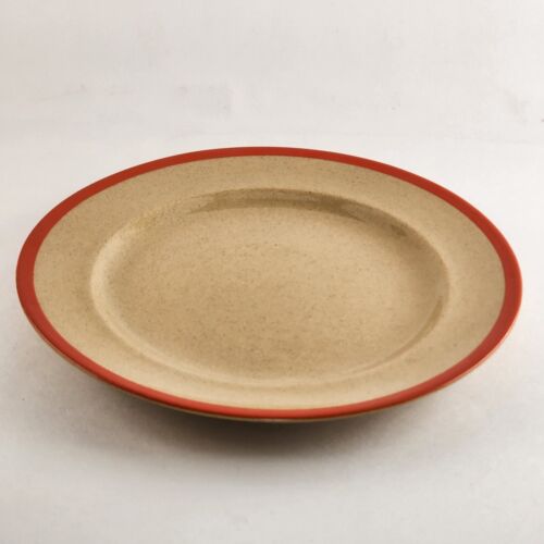 Omar Ware English Stoneware Snack Plate 7.5" Beige w/ Orange Trim England