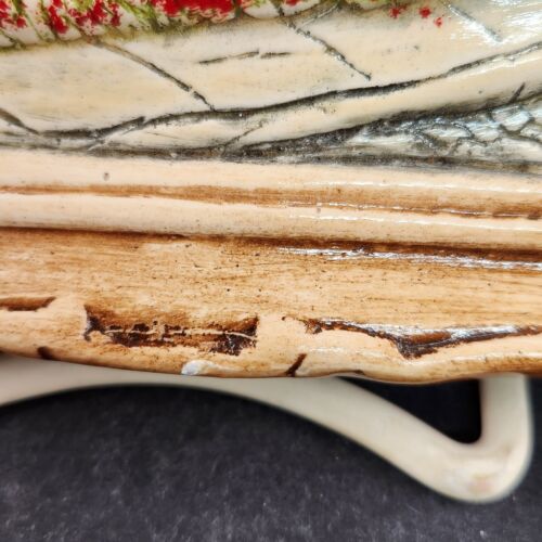 Molded Resin 3D Wall Art Cottage Shrubbery Street Scene Picture Frame Signed