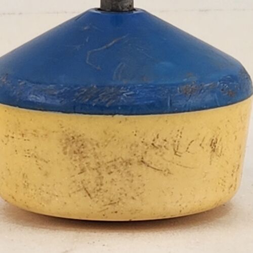 Mattel Mini-Wizzzer Spinning Top Toy Standard Yellow Blue 1970 No Tip Wheel