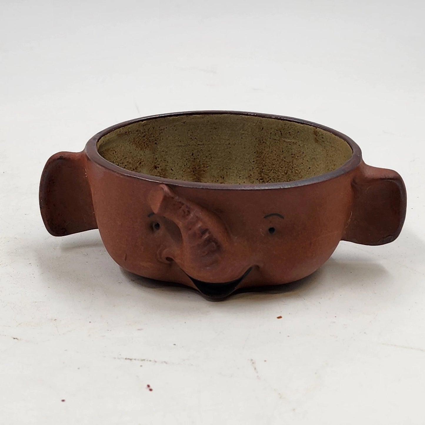 3 UCTCI Japan Elephant Face & Ear Bowls Brown Ceramic 4" x 2" Vintage Set