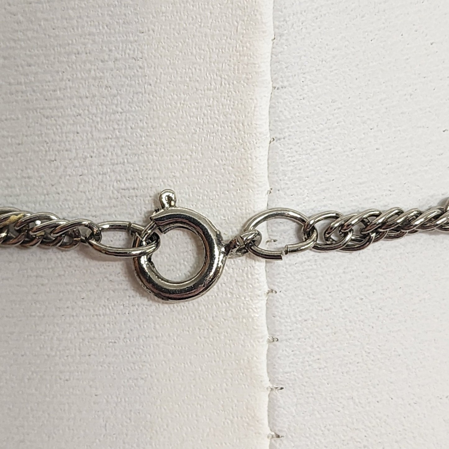 Plain Twisted Rope Chain Necklace Spring Ring Clasp in Silver Tone Metal 12.5"