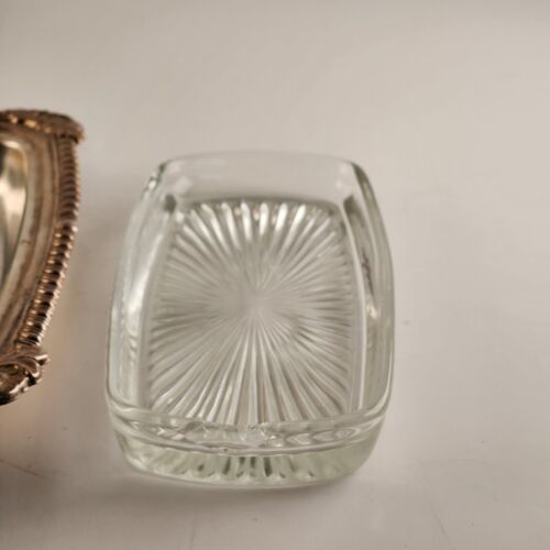 Sliver Plate Butter Dish Vintage Tarnished Table Decor 3 Piece Top Bottom Insert