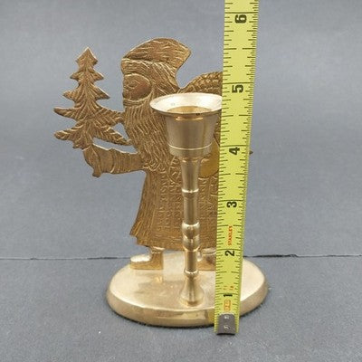 Jainson Brass Santa Taper Candlestick Holder 5.5" Old World Christmas Vintage