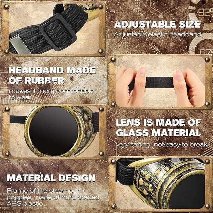 10 Pc Retro Victorian Steampunk Goggles Glasses Sunglasses Punk Cosplay Costumes