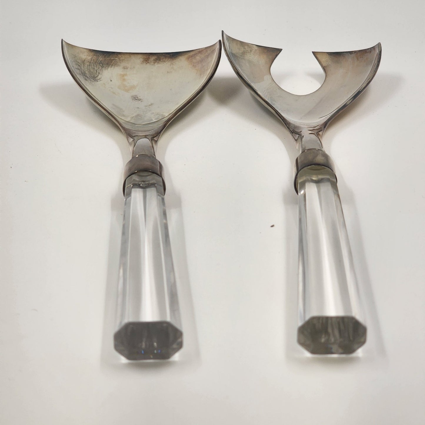 Lenox Ovations Salad Fork & Spoon Utensils Minimalist Stainless Crystal Handles