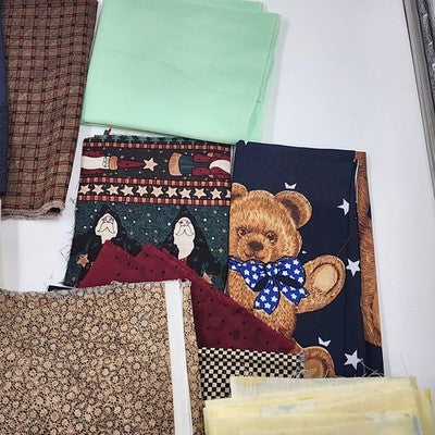 Lot of Miscellaneous Fabric Pieces for Quilting & Crafts Unstuffed Pillow & Felt