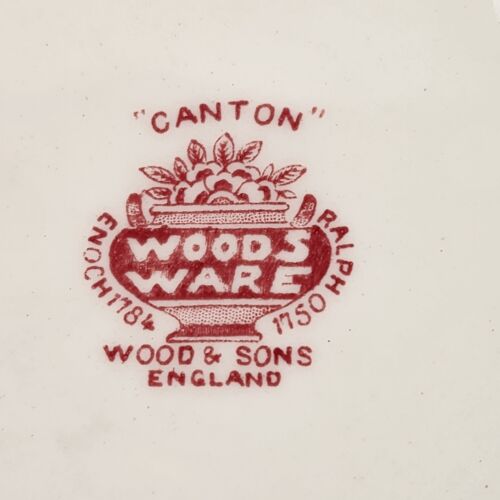Woods Ware CANTON Pink Luncheon Plate 9" by Wood and Sons England Willow Scene