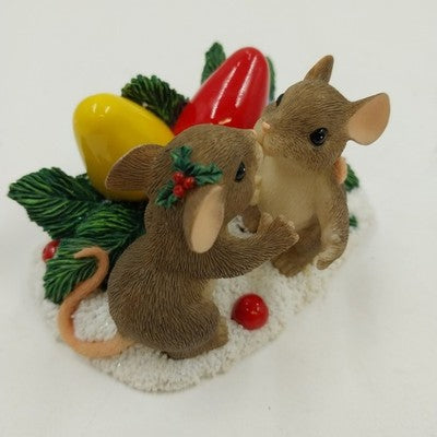 Charming Tails KISS-MAS LIGHTS Figurine 2.25" by Fitz & Floyd 87/205 Collectable