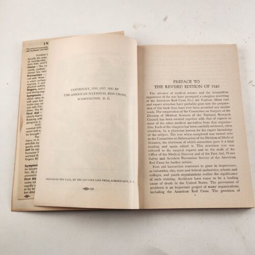 Lot of 3 American Red Cross First Aid Textbook Revised Edition 1945