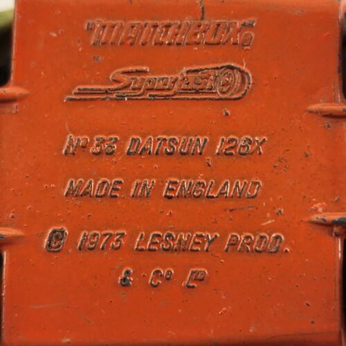 Matchbox Superfast No 33 Datsun 126X Yellow Streakers Car Vintage 1973 Rear Hood