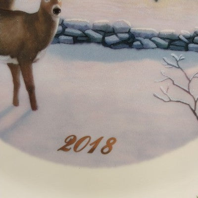 Lenox 2018 Annual Collection Christmas Plate 28th Series Numbered Cabin Deer