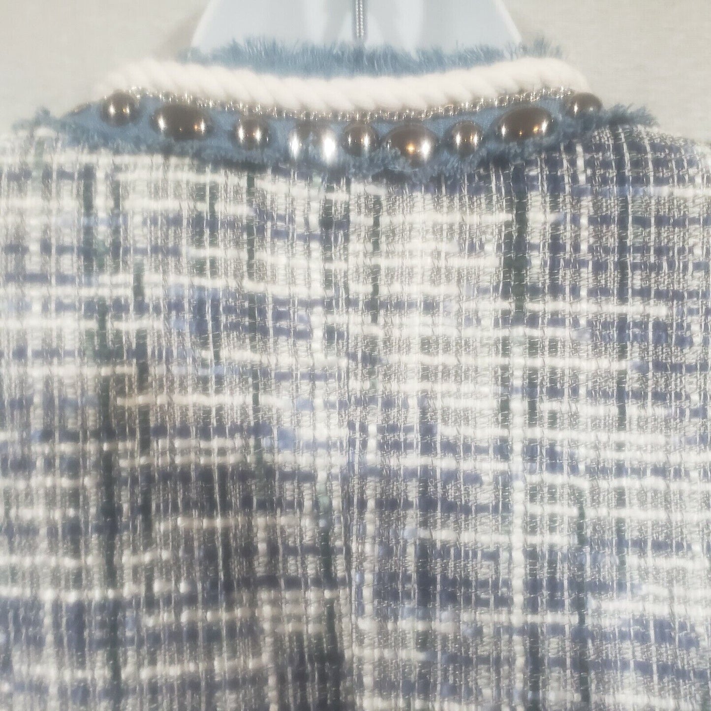 Katherine New York Women's Blue Gray & White Blazer Jacket Large Accented Trim