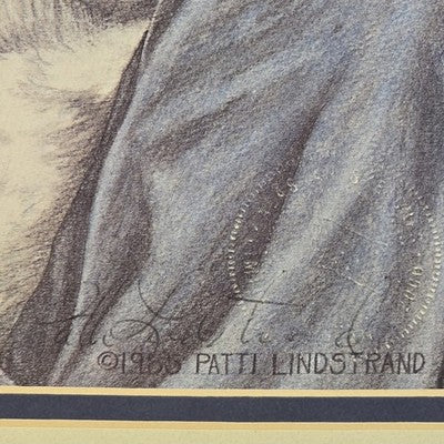 Patti Lindstrand Signed Print Stolen Glimpse Alaskan Puppies Framed Matted 1985