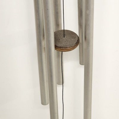 64" Wind Chime 5 Aluminum Tubes Ornate Wood Top Striker Blue Windsail Outdoor