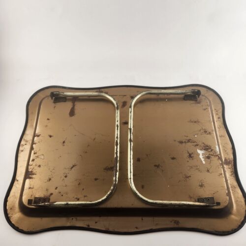 Metal Bed Lap TV Tray w Folding Legs Vintage Fruit Serving Apples Grapes Kitsch