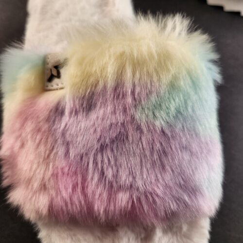 Koolaburra by UGG Womens Sz 11 Fuzz-ah Slide Slipper Pastel White Lug Sole New