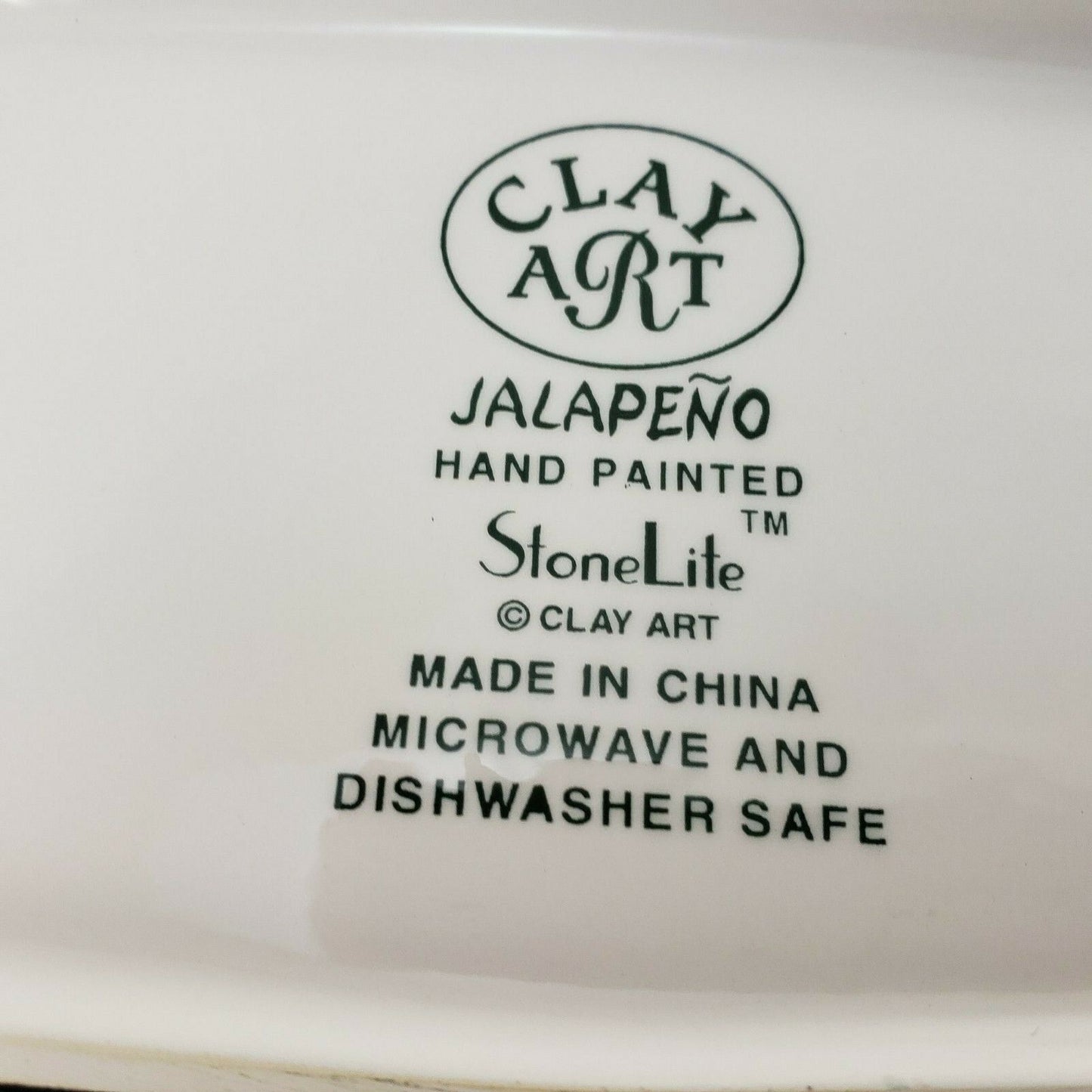 Clay Art Oval Serving Platter Jalapeno Pattern 19"x8" by StoneLite Hand Painted