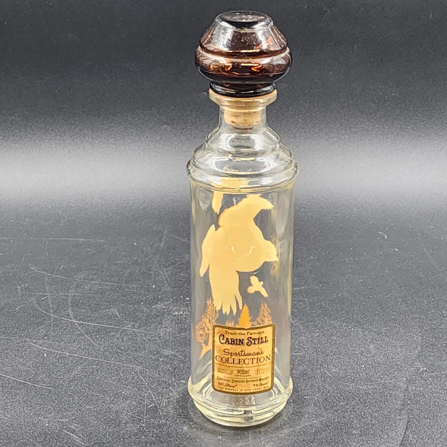 Cabin Still Whiskey Empty Decanter Sportsman Collection Covey of Quail Cork Top